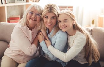 Family photo, daughter with mom and grandma, Lawrenceville, GA