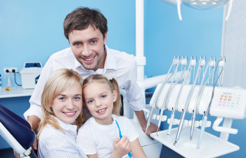 happy family in the dentists office, Lawrenceville, GA