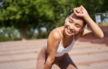 happy woman after the run, Lawrenceville, GA